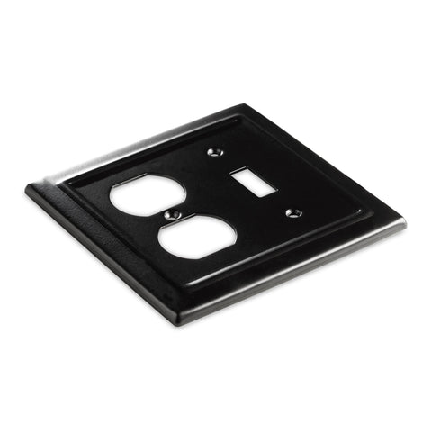 Architectural Combo Toggle / Duplex Light Switch Wall Plate - Black